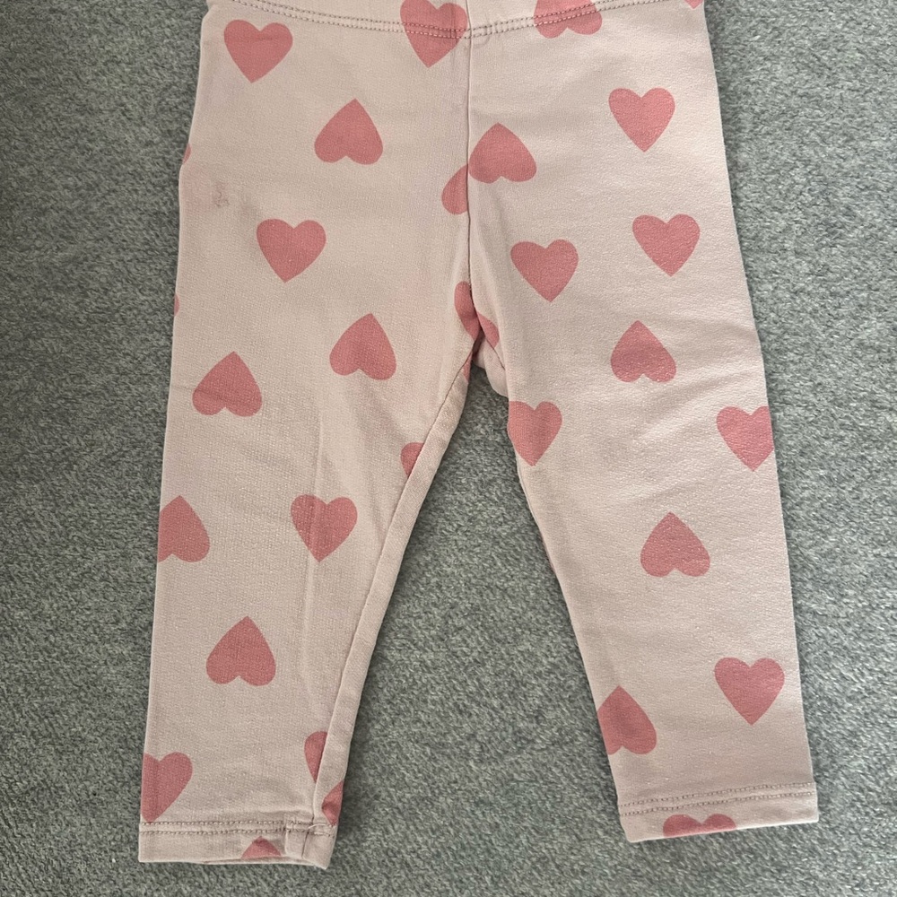 Pink Heart Patterned Kids Leggings